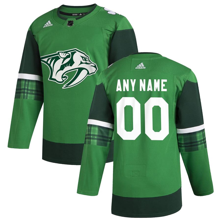 Nashville Predators adidas 2020 St. Patrick's Day Custom Jersey - Green