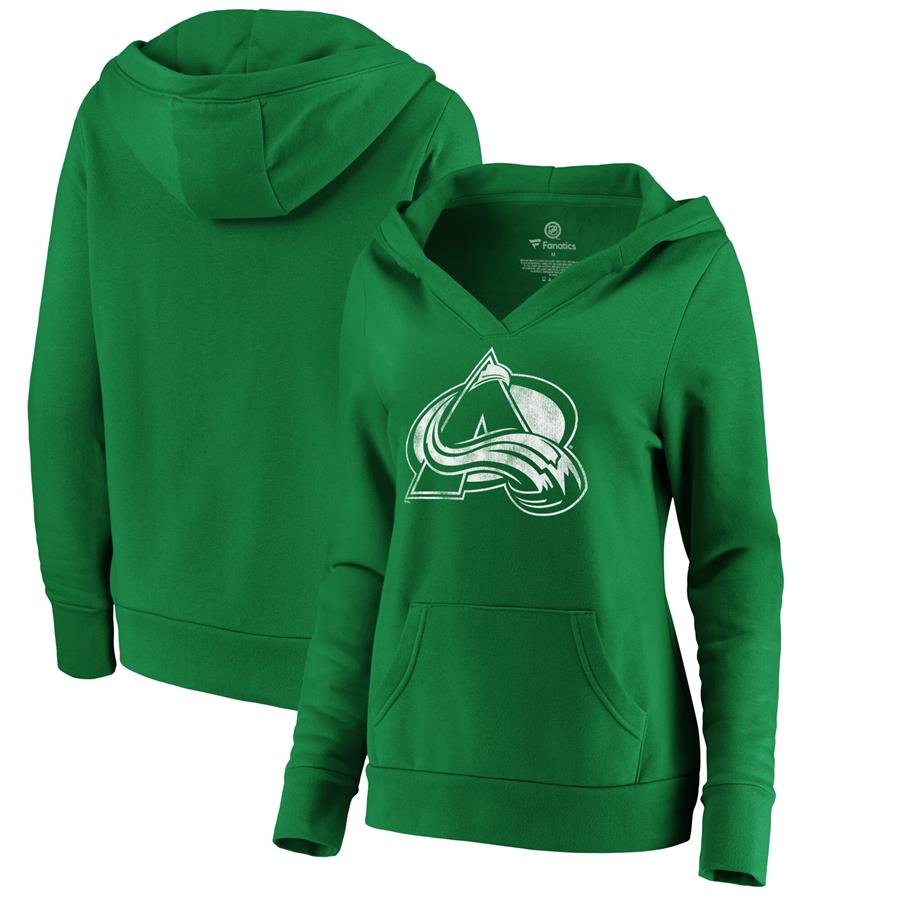 Colorado Avalanche Fanatics Branded Women's St. Patrick's Day White Logo Pullover Hoodie - Green