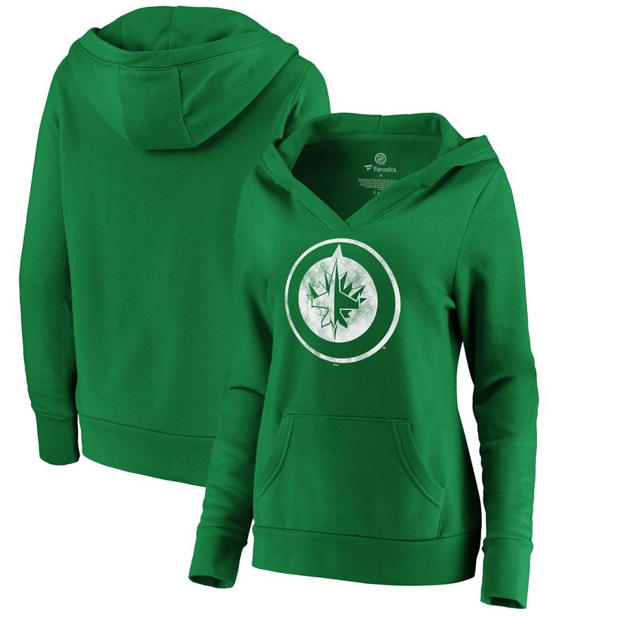 Winnipeg Jets Fanatics Branded Women's St. Patrick's Day White Logo Pullover Hoodie - Green