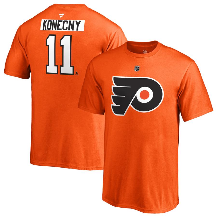 Travis Konecny Philadelphia Flyers Fanatics Branded Authentic Stack Player Name & Number T-Shirt - Orange