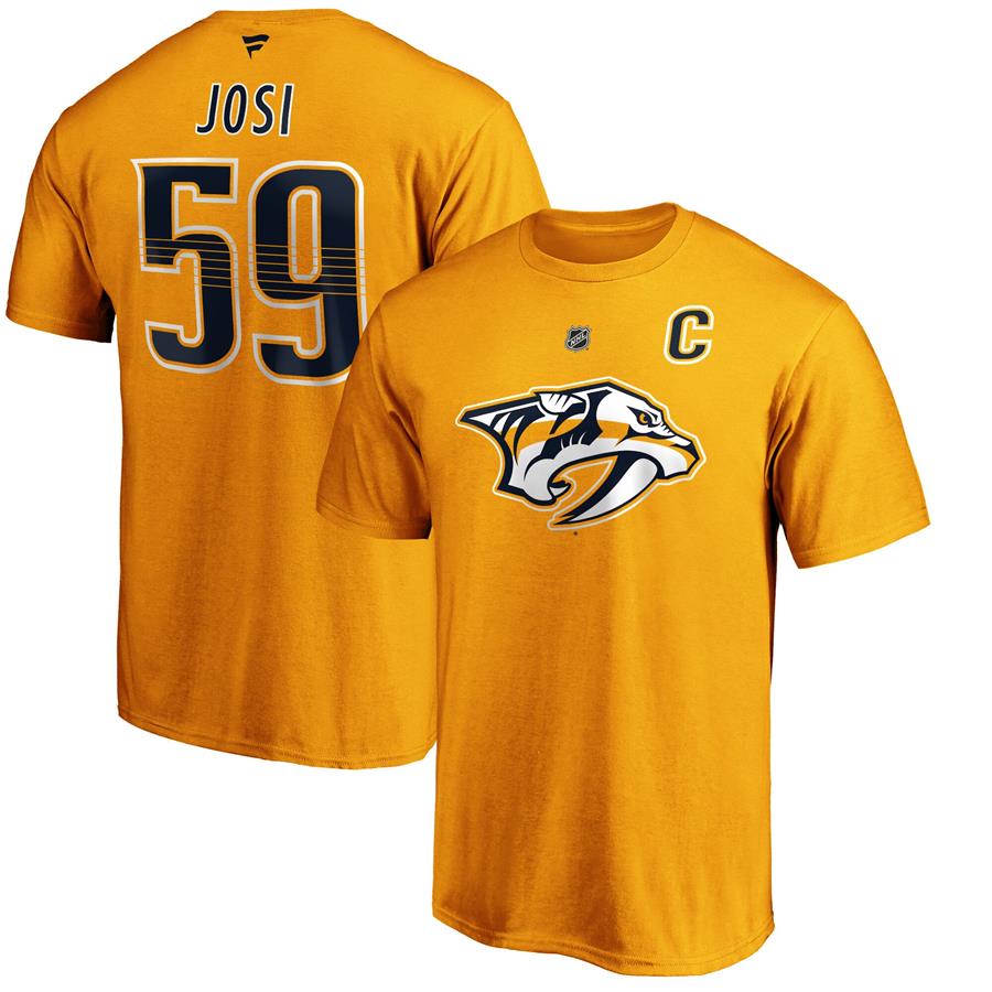 Футболка Roman Josi Nashville Predators Fanatics Branded Authentic Stack Player Name & Number (золотистый)