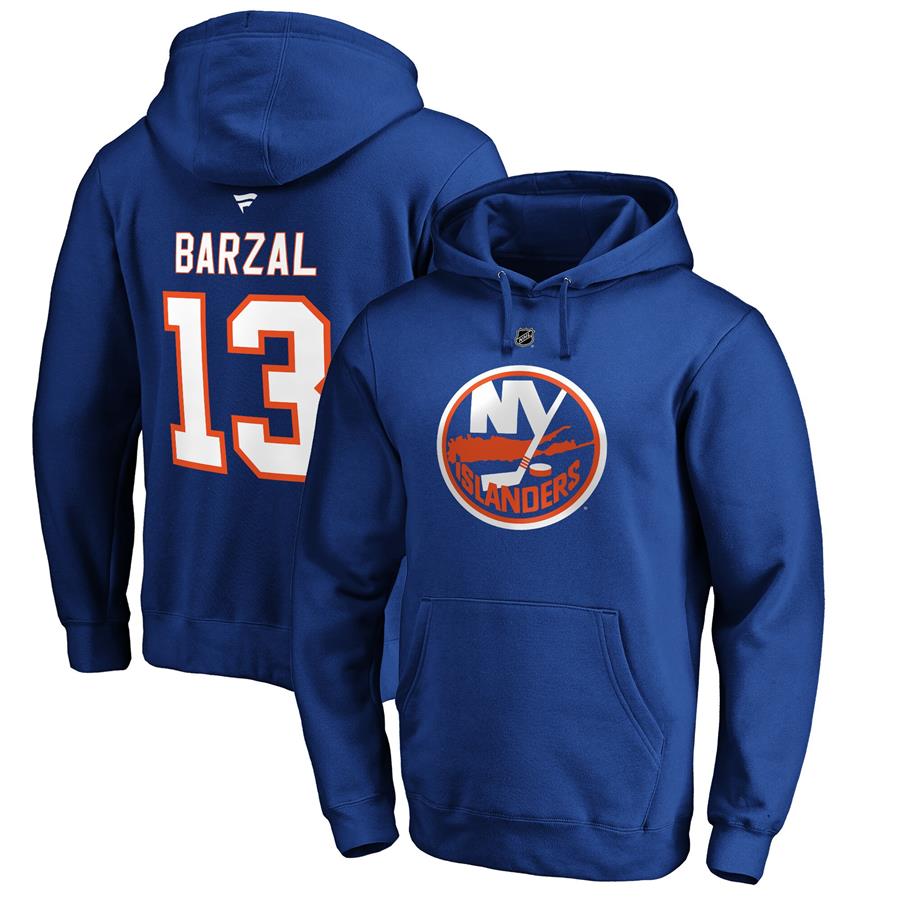 Mathew Barzal New York Islanders Fanatics Branded Authentic Stack Name & Number Pullover Hoodie - Royal