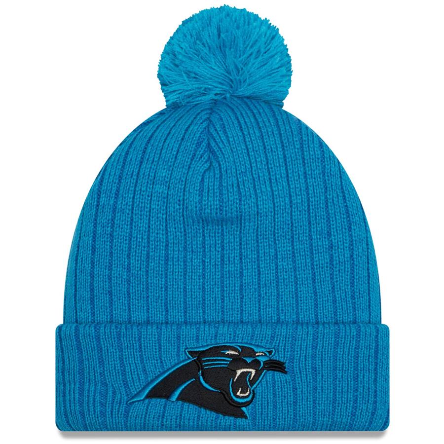 Carolina Panthers New Era Breeze Cuffed Knit Hat with Pom - Blue