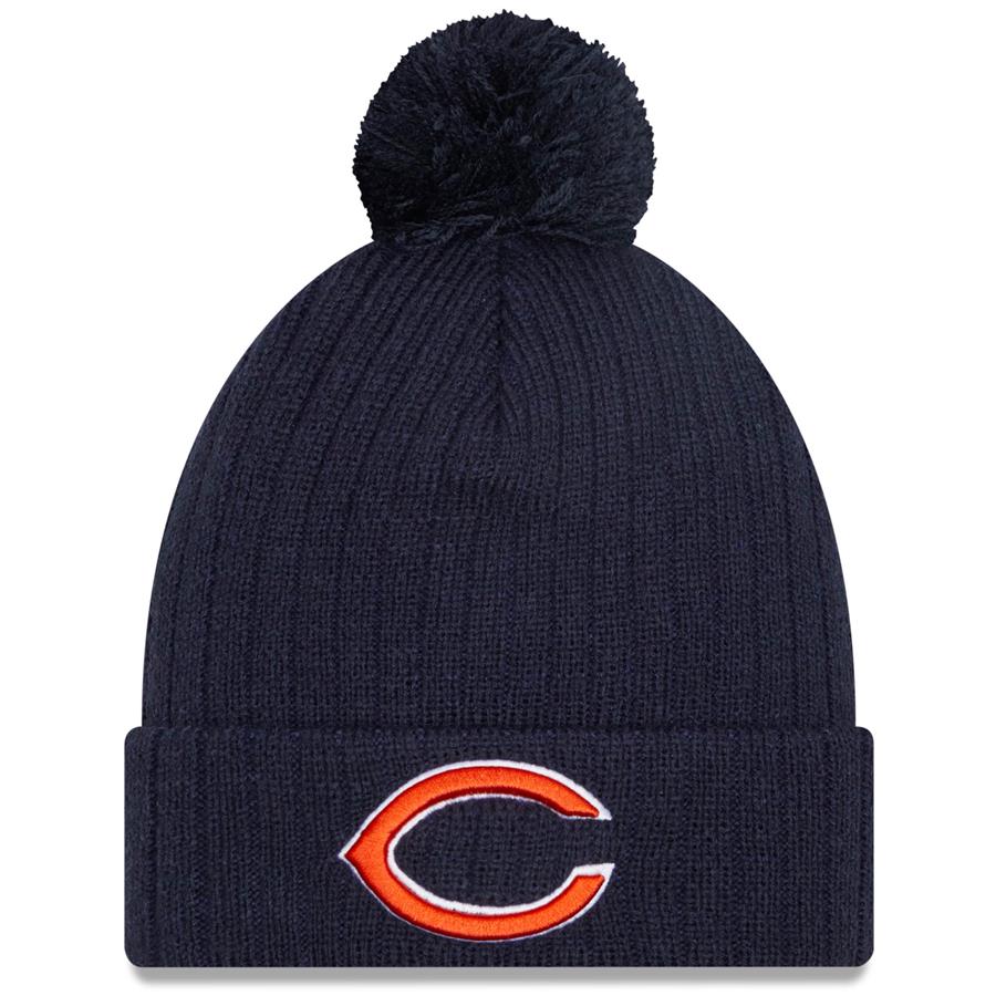 Chicago Bears New Era Breeze Cuffed Knit Hat with Pom - Navy