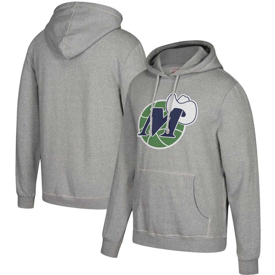 Dallas Mavericks Mitchell & Ness Hardwood Classics Throwback Logo Pullover Hoodie - Gray