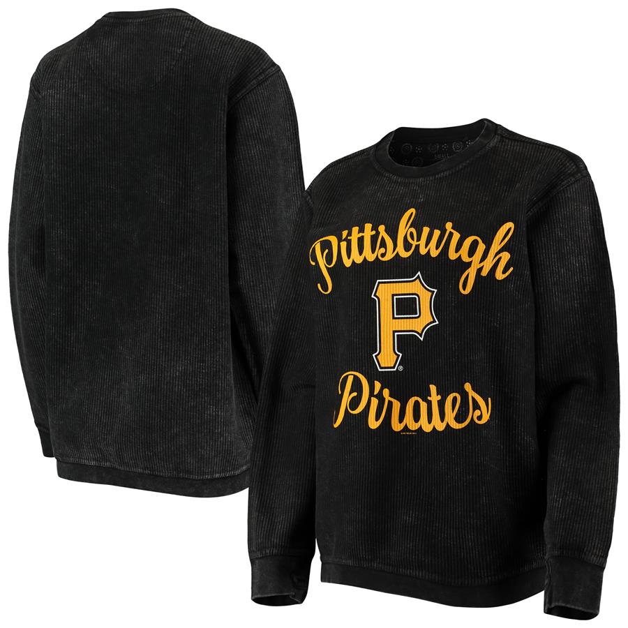 Pittsburgh Pirates G-III 4Her by Carl Banks Women's Script Comfy Cord Pullover Sweatshirt - Black