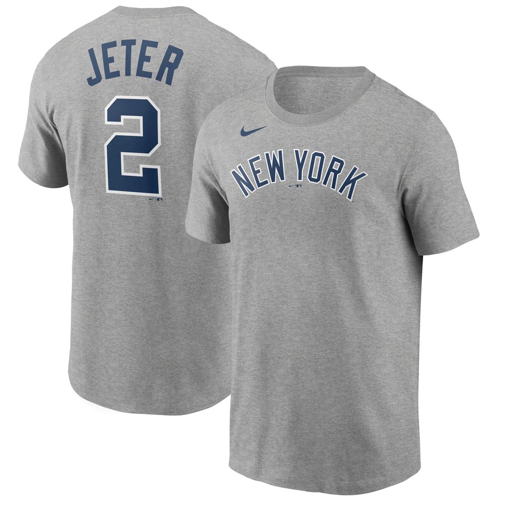 Derek Jeter New York Yankees Nike Name & Number T-Shirt - Gray