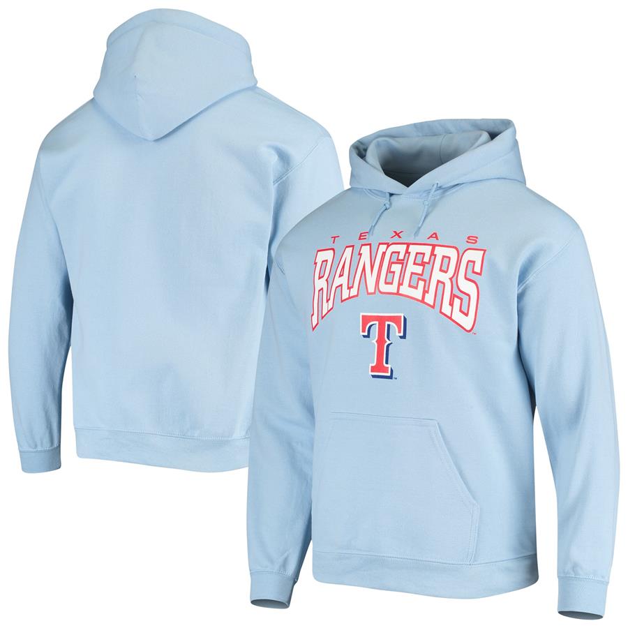 Texas Rangers Stitches Team Logo Pullover Hoodie - Light Blue