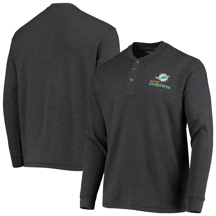 Miami Dolphins Dunbrooke Logo Maverick Thermal Henley Long Sleeve T-Shirt - Charcoal