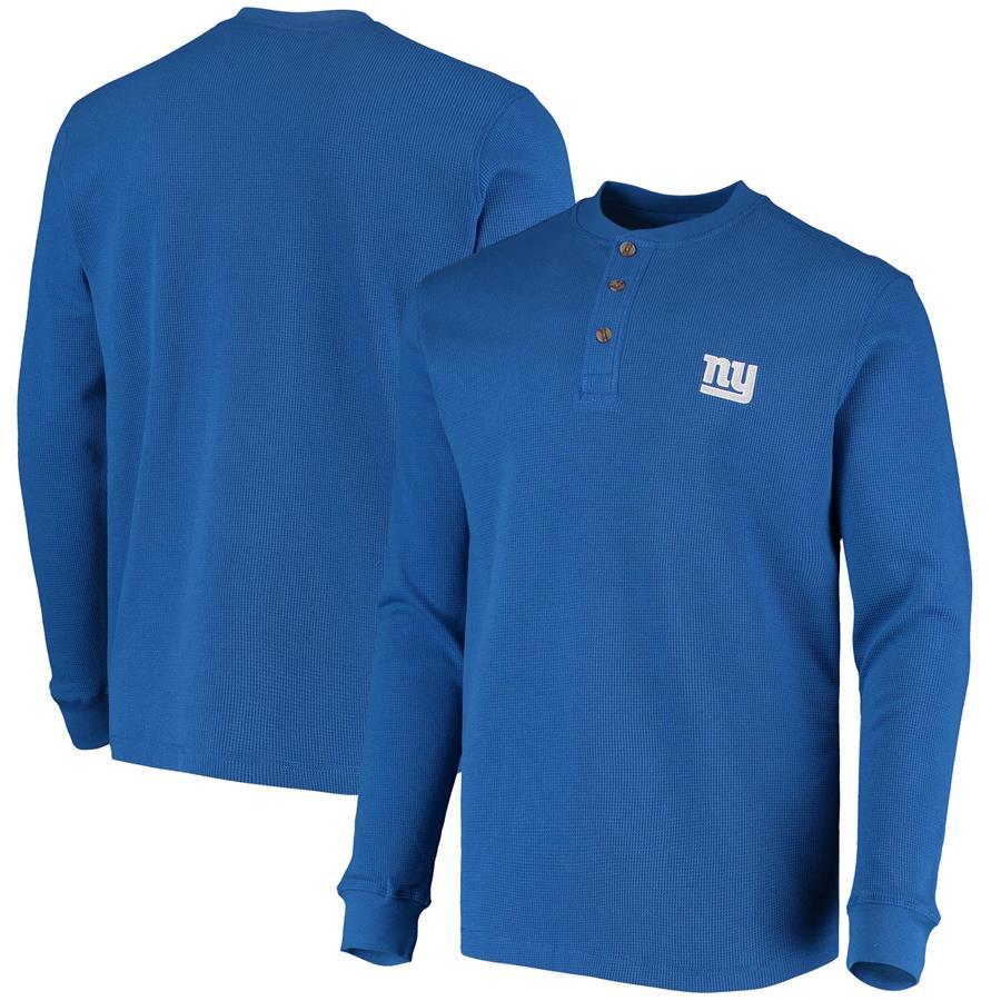 New York Giants Dunbrooke Logo Maverick Thermal Henley Long Sleeve T-Shirt - Royal