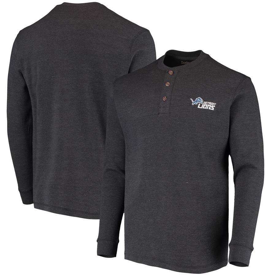 Detroit Lions Dunbrooke Logo Maverick Thermal Henley Long Sleeve T-Shirt - Charcoal
