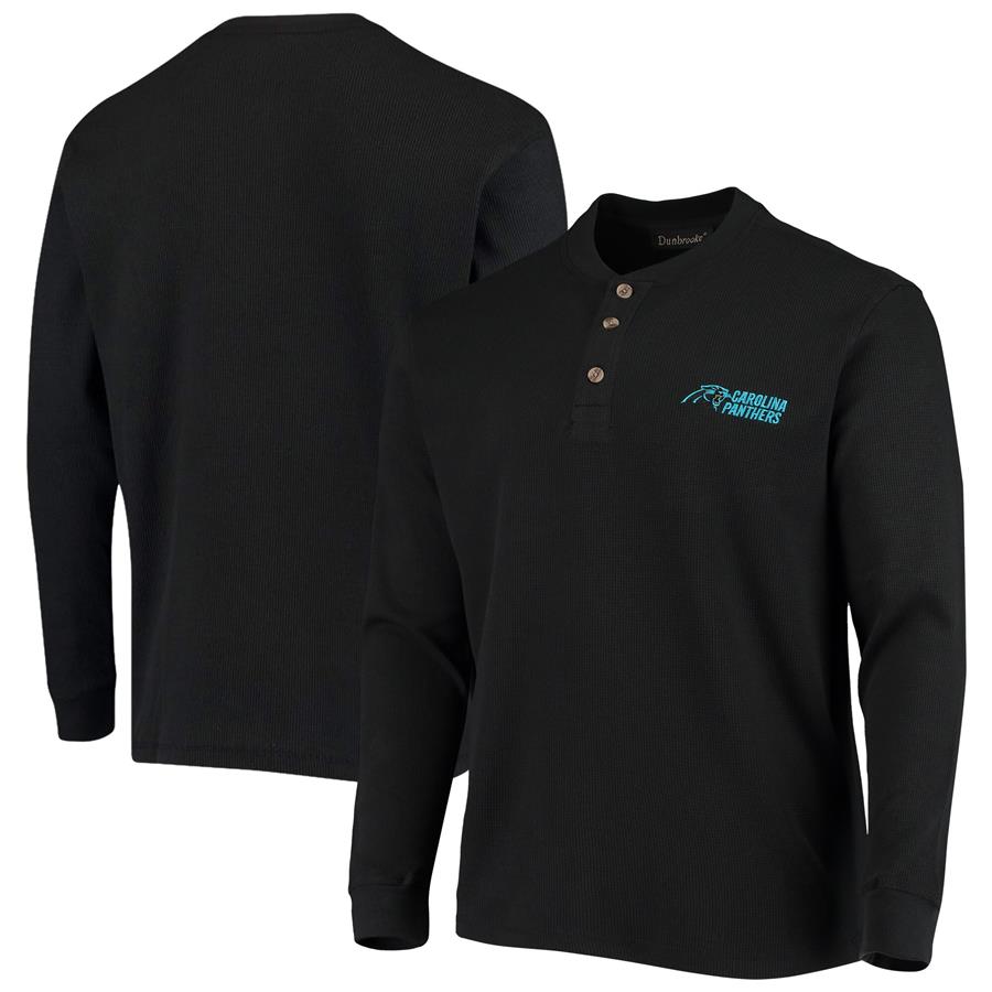 Carolina Panthers Dunbrooke Logo Maverick Thermal Henley Long Sleeve T-Shirt - Black