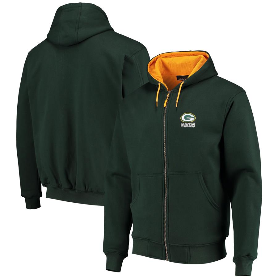 Green Bay Packers Dunbrooke Craftsman Thermal-Lined Full-Zip Hoodie - Green