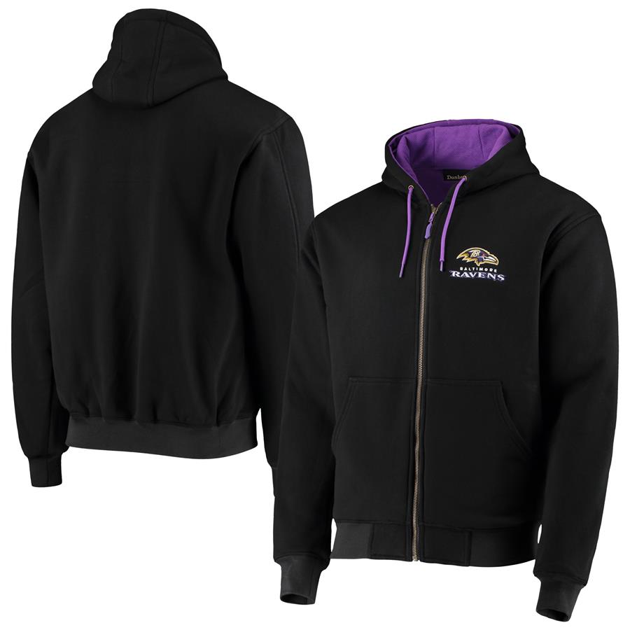 Baltimore Ravens Dunbrooke Craftsman Thermal-Lined Full-Zip Hoodie - Black