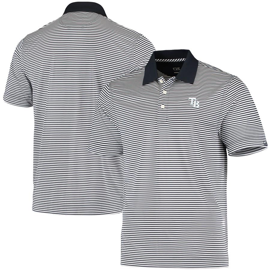 Tampa Bay Rays Cutter & Buck Trevor Stripe DryTec Polo - Navy