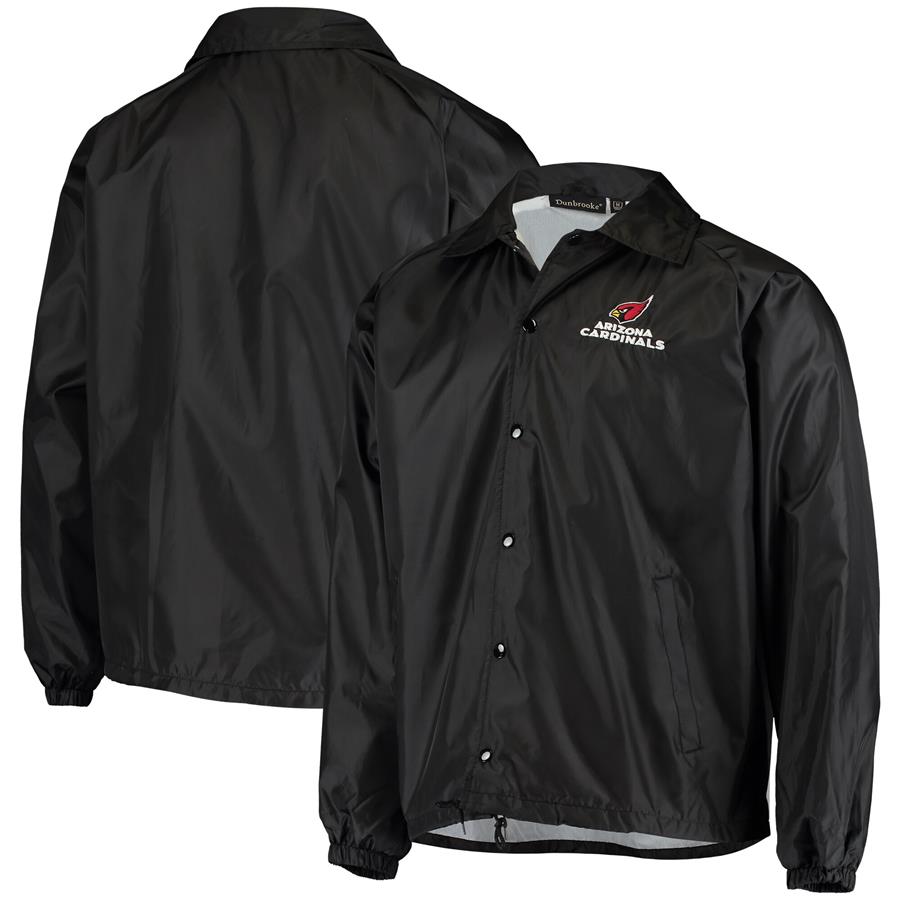 Arizona Cardinals Coaches Classic Raglan Full-Snap Windbreaker Jacket - Black