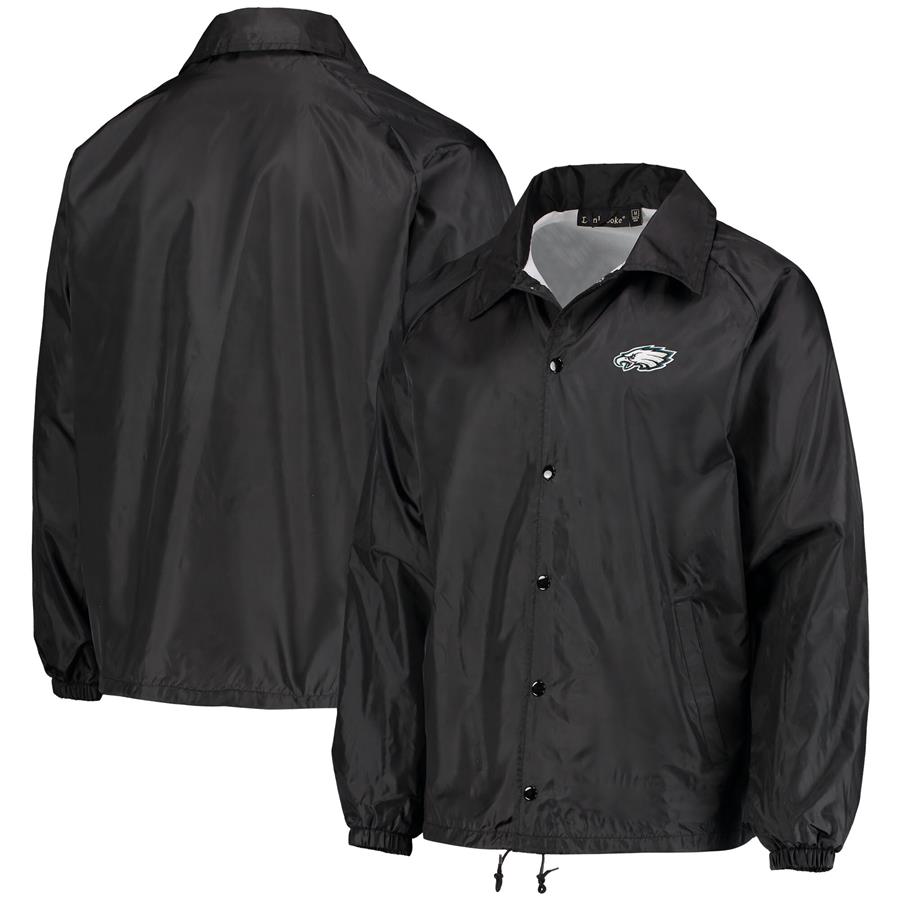 Philadelphia Eagles Coaches Classic Raglan Full-Snap Windbreaker Jacket - Black