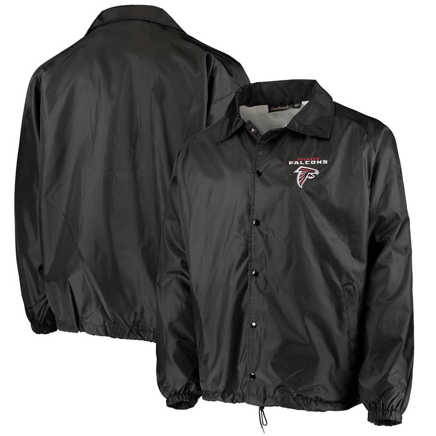 Atlanta Falcons Coaches Classic Raglan Full-Snap Windbreaker Jacket - Black