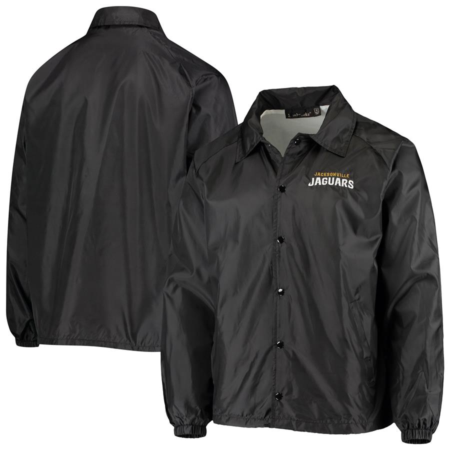 Jacksonville Jaguars Coaches Classic Raglan Full-Snap Windbreaker Jacket - Black