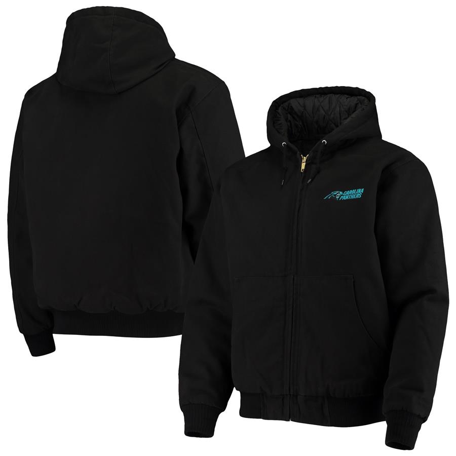 Carolina Panthers Dunbrooke Dakota Cotton Canvas Hooded Jacket - Black