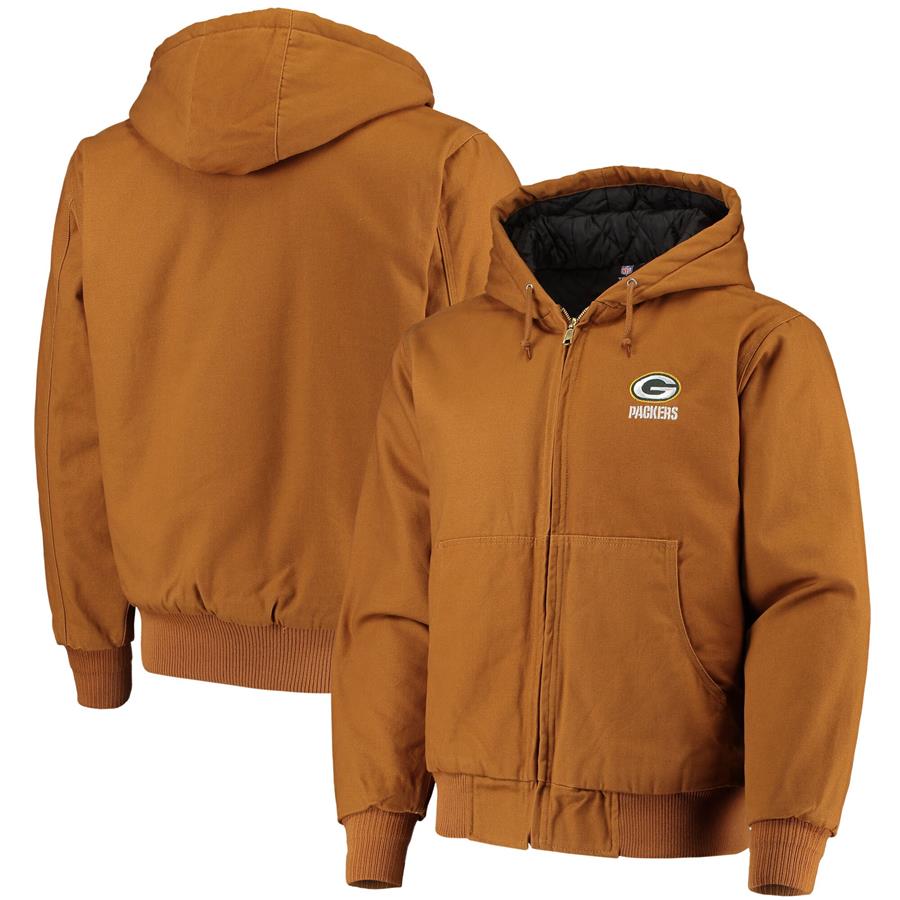 Green Bay Packers Dunbrooke Dakota Cotton Canvas Hooded Jacket - Tan