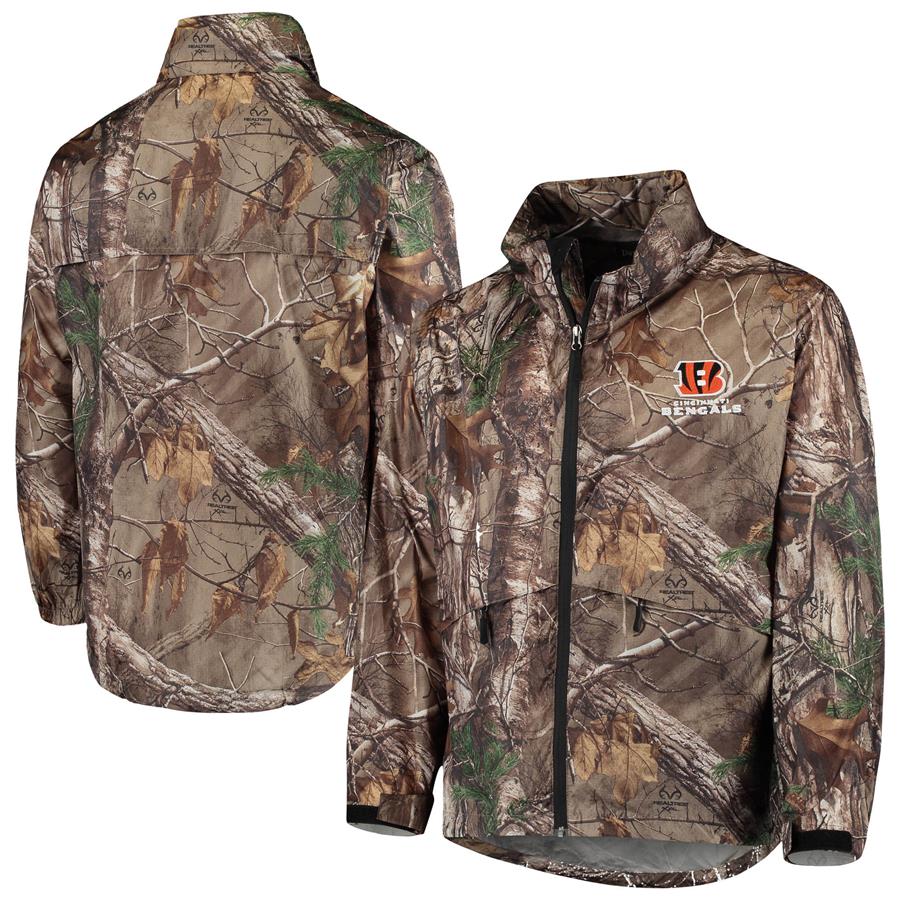 Cincinnati Bengals Dunbrooke Circle Sportsman Waterproof Packable Full-Zip Jacket - Realtree Camo