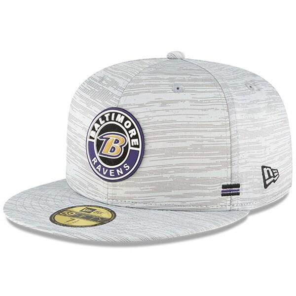 Baltimore Ravens New Era 2020 NFL Sideline Official 59FIFTY Fitted Hat - Gray