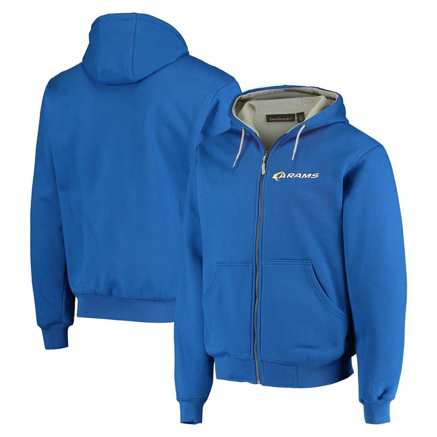 Los Angeles Rams Dunbrooke Craftsman Thermal-Lined Full-Zip Hoodie - Royal