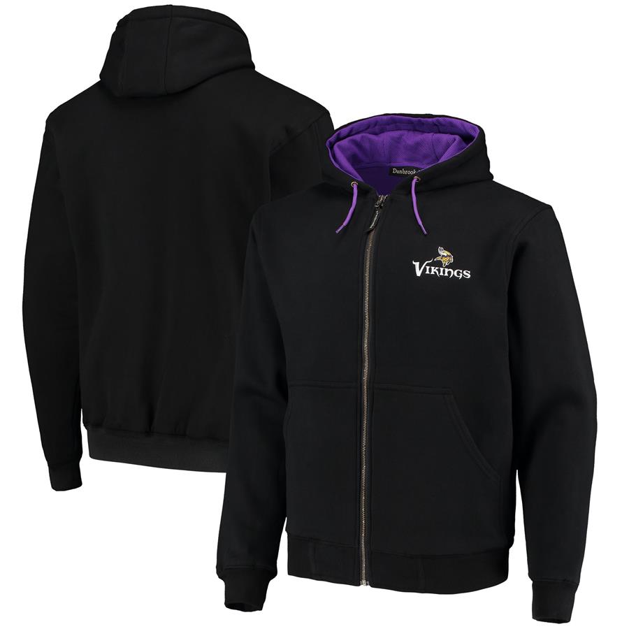 Minnesota Vikings Dunbrooke Craftsman Thermal-Lined Full-Zip Hoodie - Black