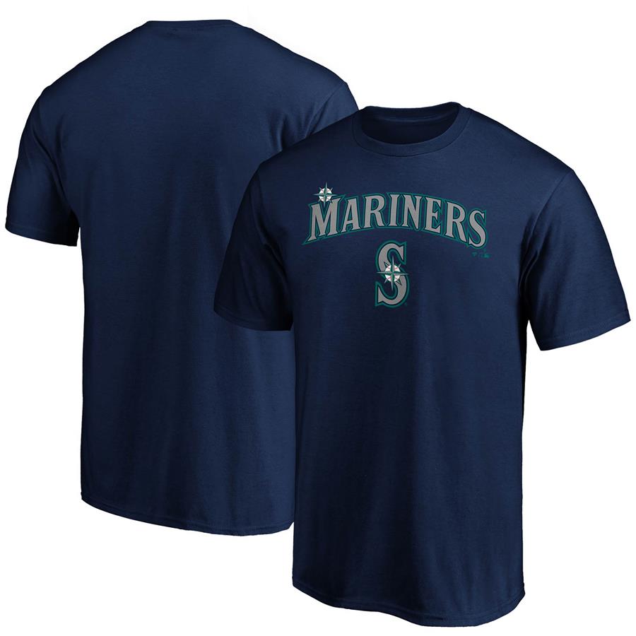 Seattle Mariners Fanatics Branded Team Logo Lockup T-Shirt - Navy