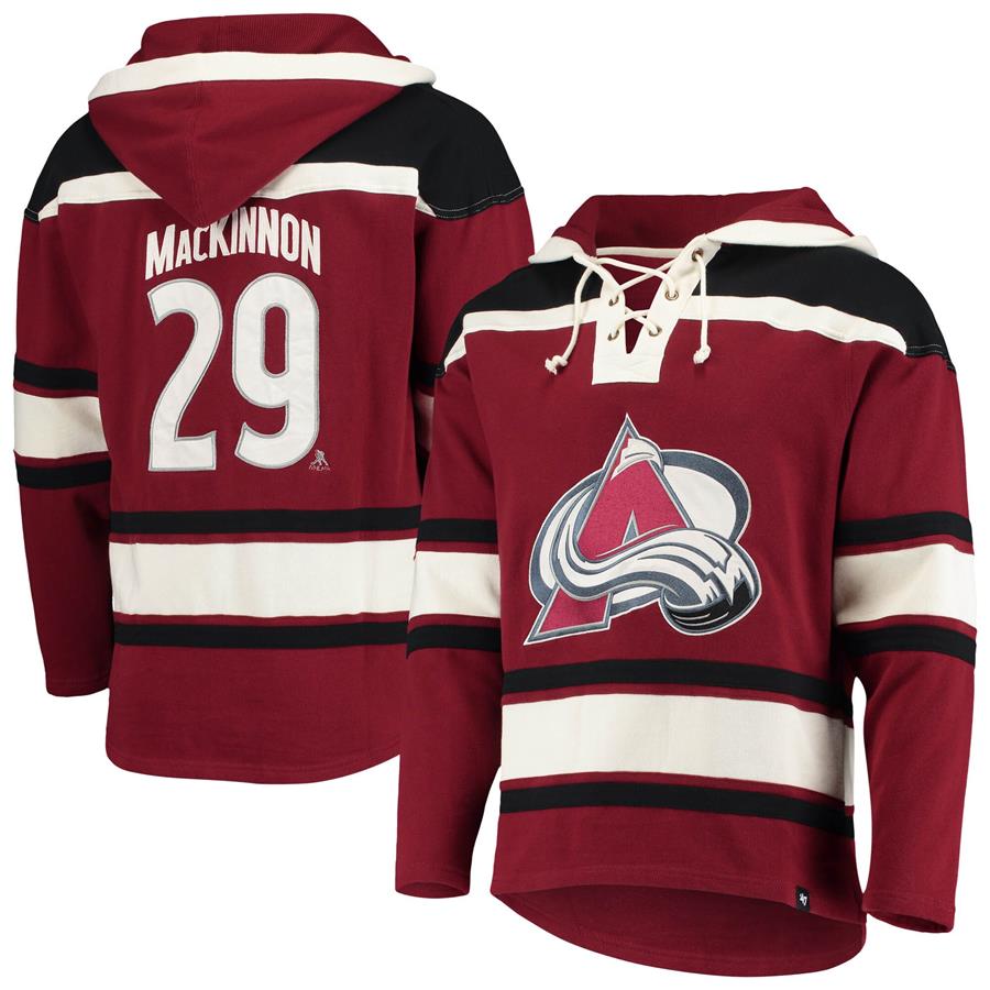 Nathan MacKinnon Colorado Avalanche '47 Player Name & Number Lacer Pullover Hoodie - Burgundy