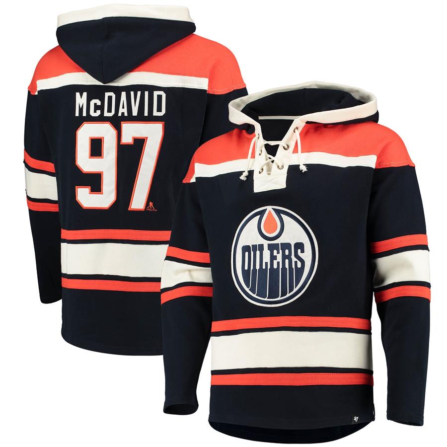 Connor McDavid Edmonton Oilers '47 Player Name & Number Lacer Pullover Hoodie - Navy