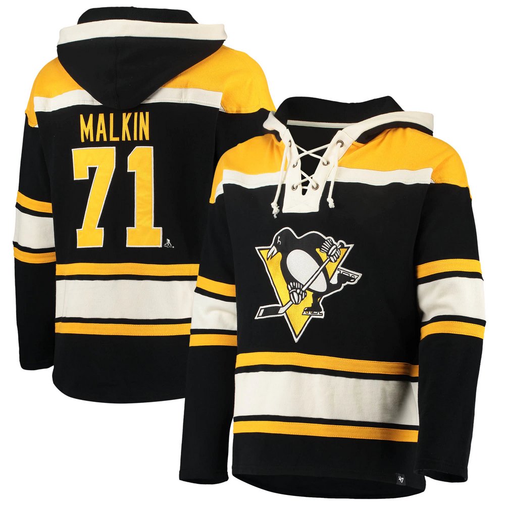 Evgeni Malkin Pittsburgh Penguins '47 Player Name & Number Lacer Pullover Hoodie - Black