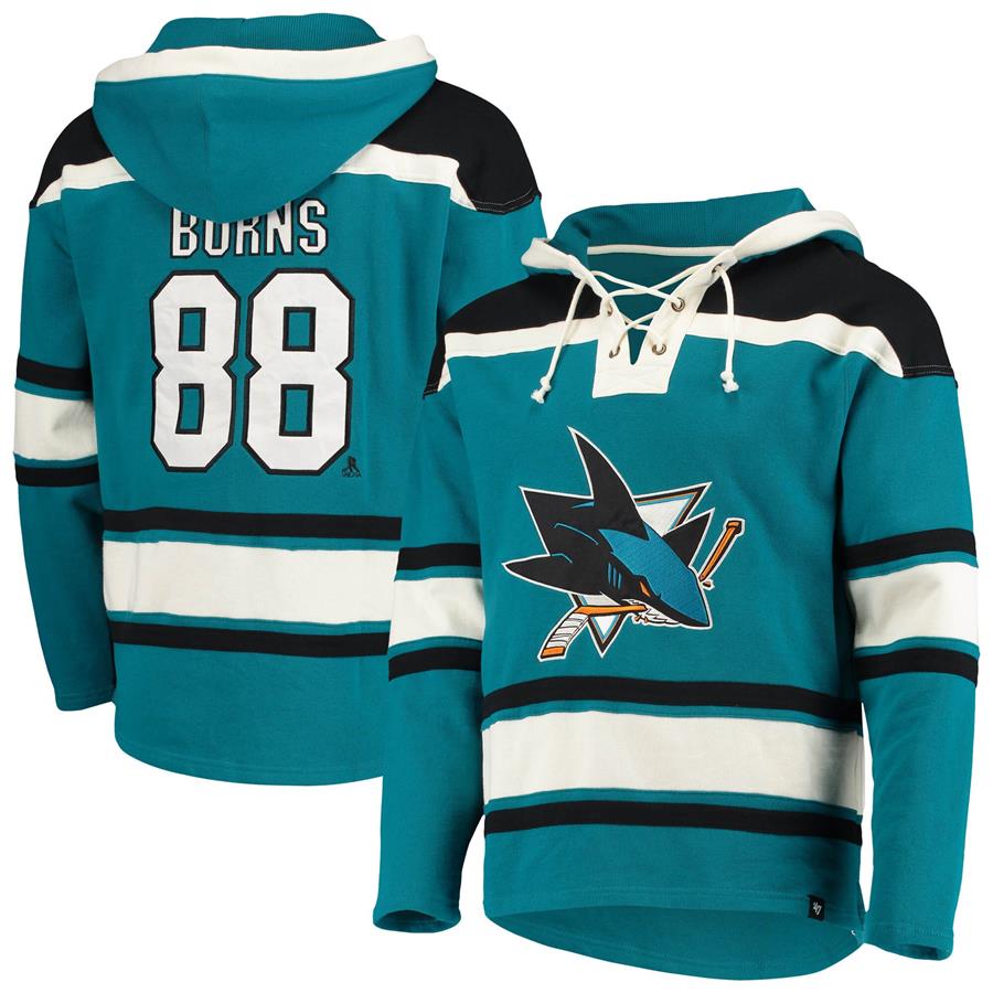 Brent Burns San Jose Sharks '47 Player Name & Number Lacer Pullover Hoodie - Teal