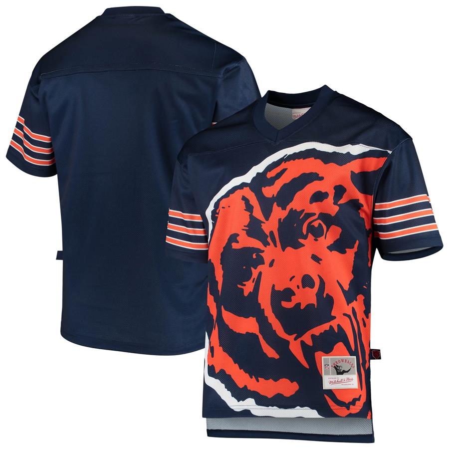 Chicago Bears Mitchell & Ness Big Face Historic Logo V-Neck T-Shirt - Navy