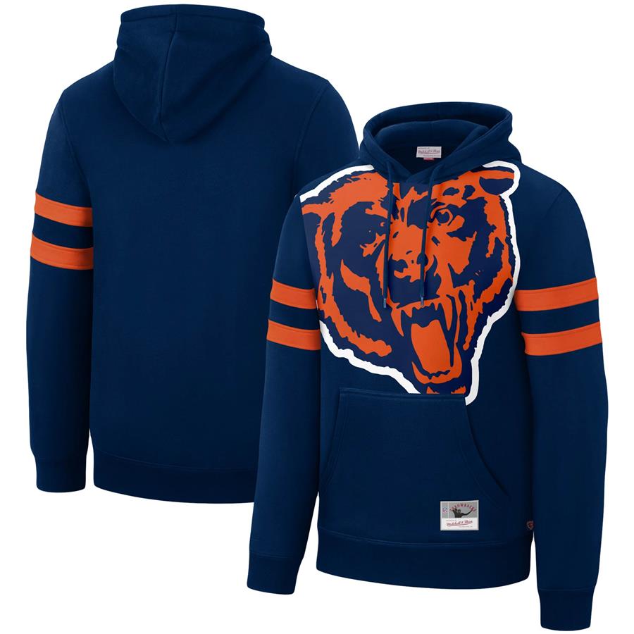 Chicago Bears Mitchell & Ness Big Face Historic Logo Pullover Hoodie - Navy