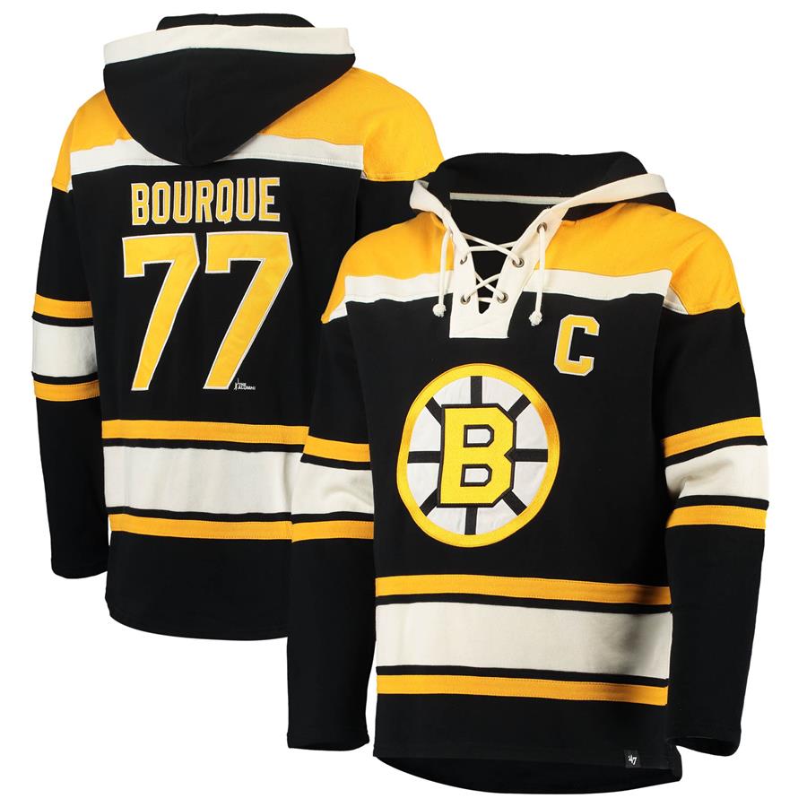 Ray Bourque Boston Bruins '47 Retired Player Name & Number Lacer Pullover Hoodie - Black