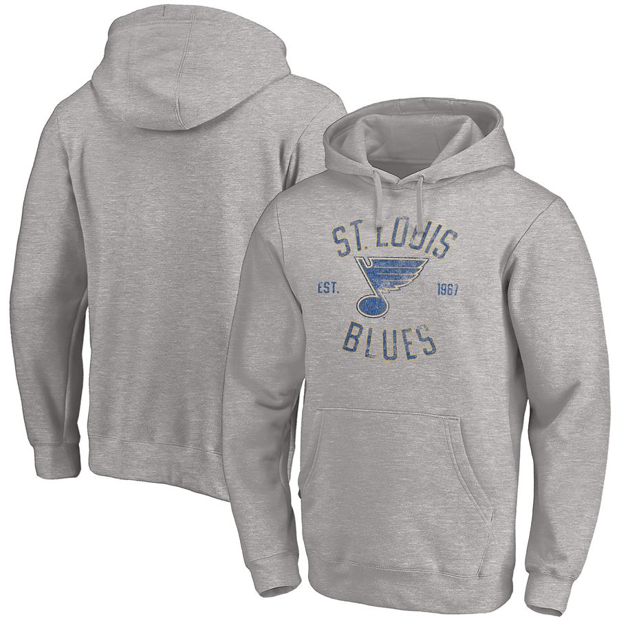 St. Louis Blues Fanatics Branded Heritage Pullover Hoodie - Heathered Gray