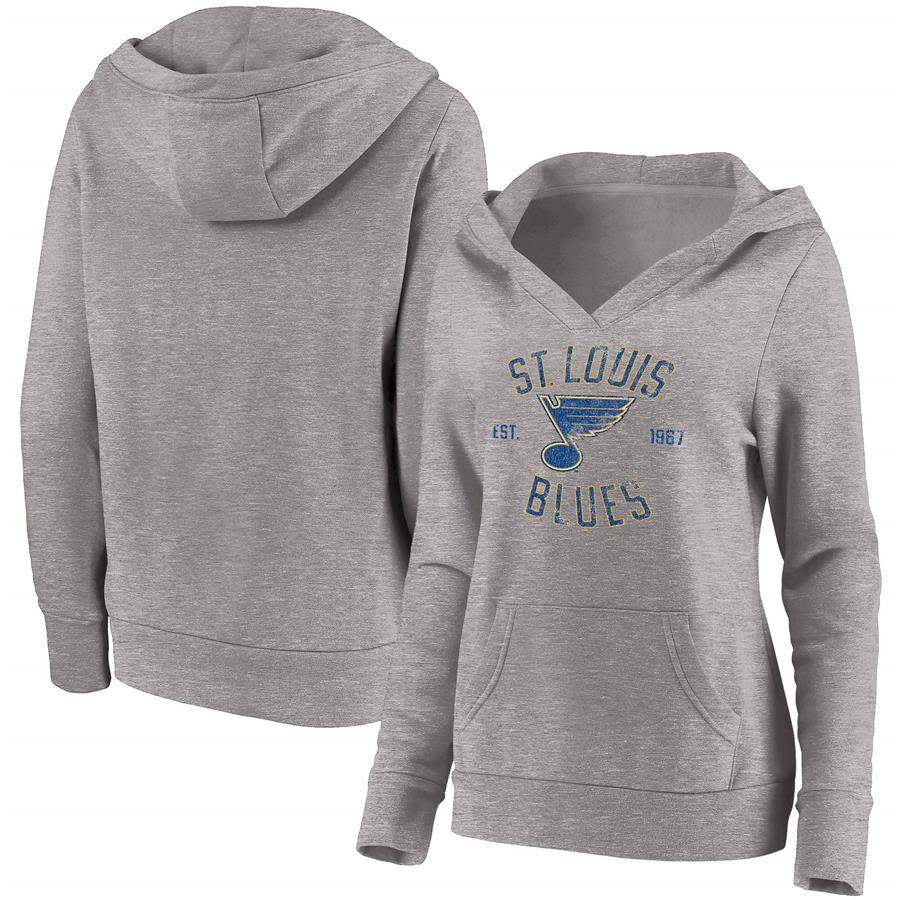 St. Louis Blues Fanatics Branded Women's Heritage Pullover Hoodie - Heathered Gray