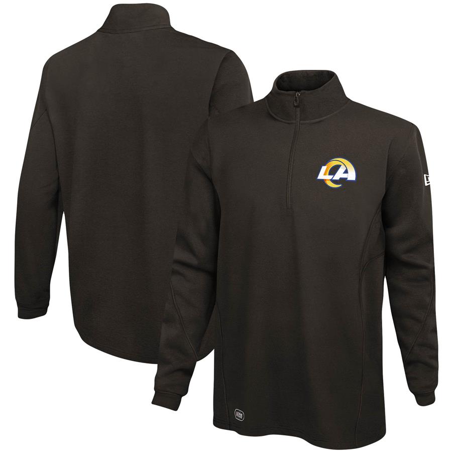 Los Angeles Rams New Era Combine Authentic Overcome Quarter-Zip Jacket - Charcoal