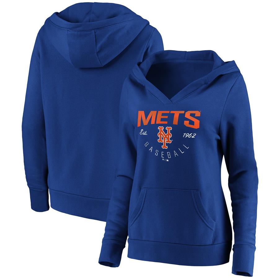New York Mets Fanatics Branded Women's Core Live For It V-Neck Pullover Hoodie - Royal