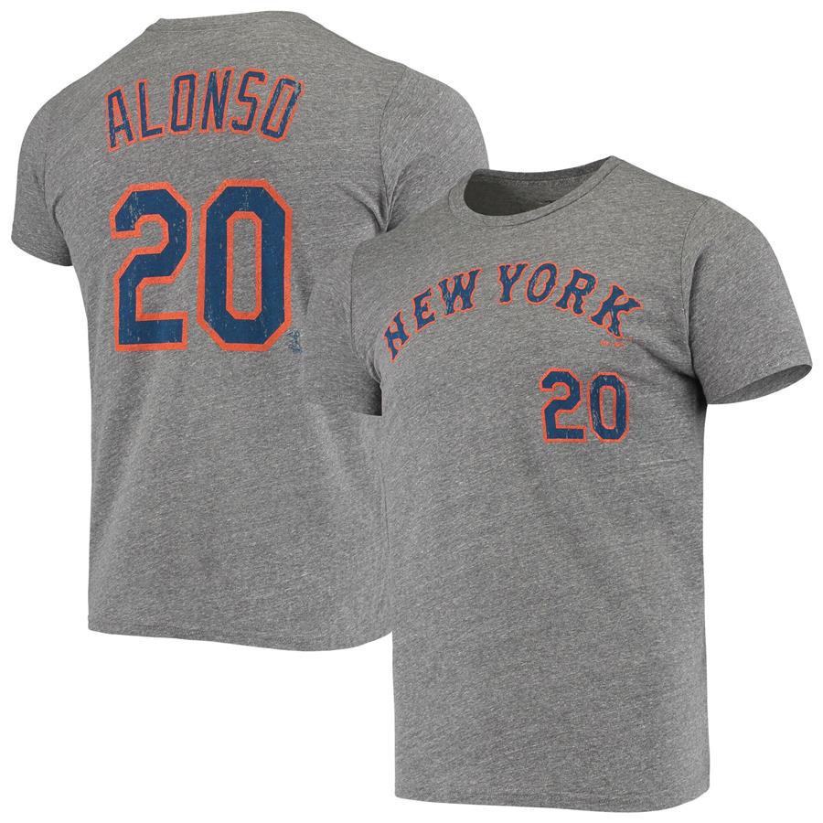 Pete Alonso New York Mets Majestic Threads Name & Number Tri-Blend T-Shirt - Gray