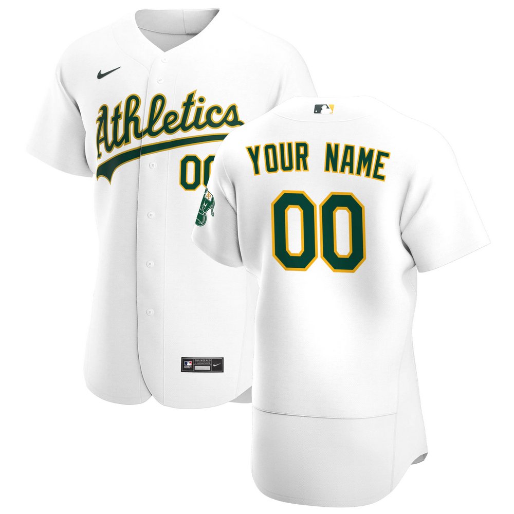 Oakland Athletics Nike Home Authentic Custom Jersey - White