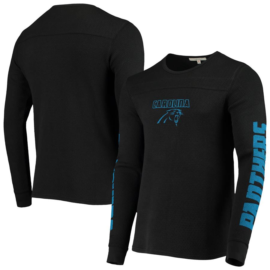 Carolina Panthers Junk Food Heavyweight Thermal Long Sleeve T-Shirt - Black
