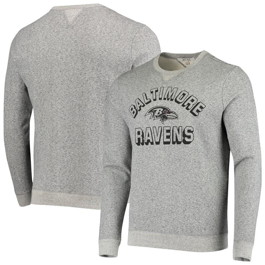 Baltimore Ravens Junk Food Marled Pullover Sweatshirt - Heathered Charcoal
