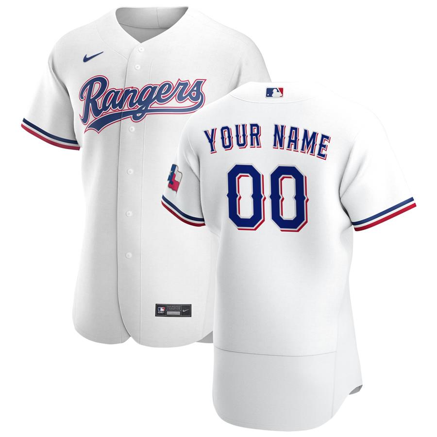Texas Rangers Nike Home Authentic Custom Patch Jersey - White