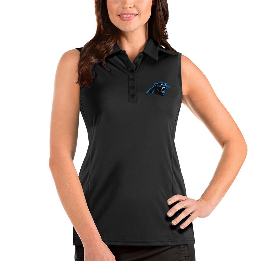 Carolina Panthers Antigua Women's Sleeveless Tribute Polo - Black