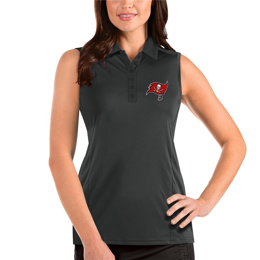 Tampa Bay Buccaneers Antigua Women's Sleeveless Tribute Polo - Pewter