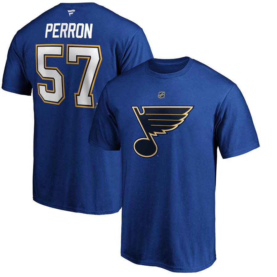 David Perron St. Louis Blues Fanatics Branded Authentic Stack Player Name & Number T-Shirt - Blue