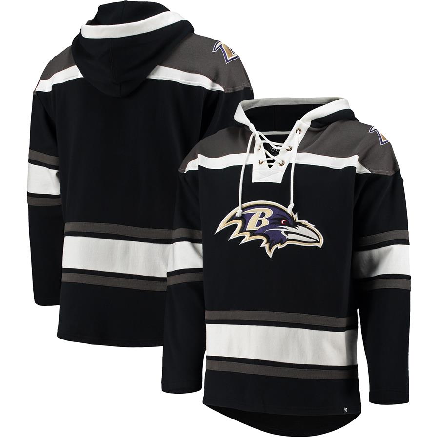 Baltimore Ravens '47 Lacer V-Neck Pullover Hoodie - Black